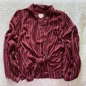 Oversized Tie Front Button Down